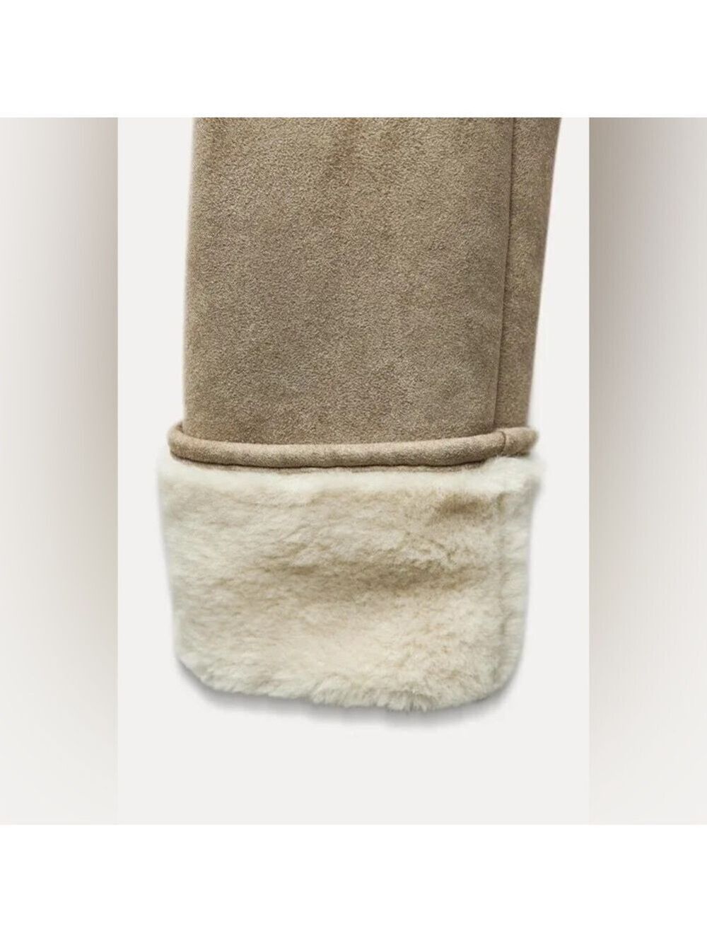BRAND NEW ZARA ZW COLLECTION DOUBLE FACED FAUX SUEDE SHERPA JACKET TAUPE Large - Picture 15 of 16